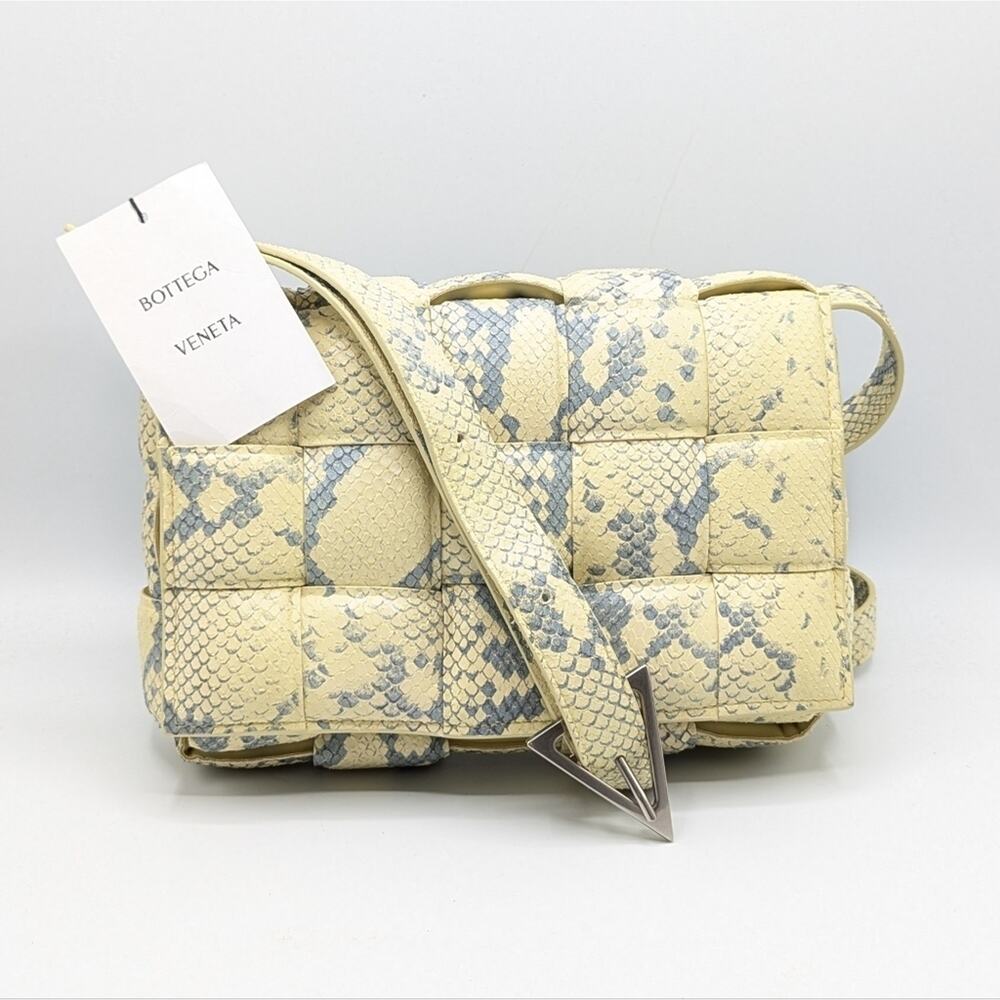 NWT Bottega Veneta Snake Embossed Leather Padded Cassette Crossbody Bag